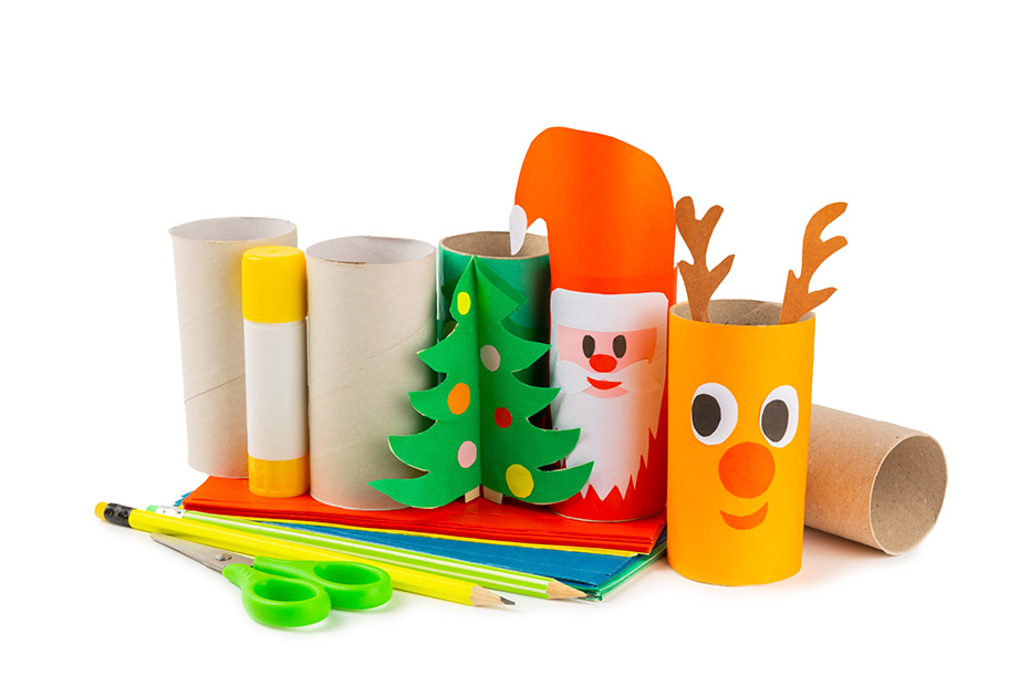 Colorful paper roll crafts for kids, designed to enhance motor skills through fun family activities.